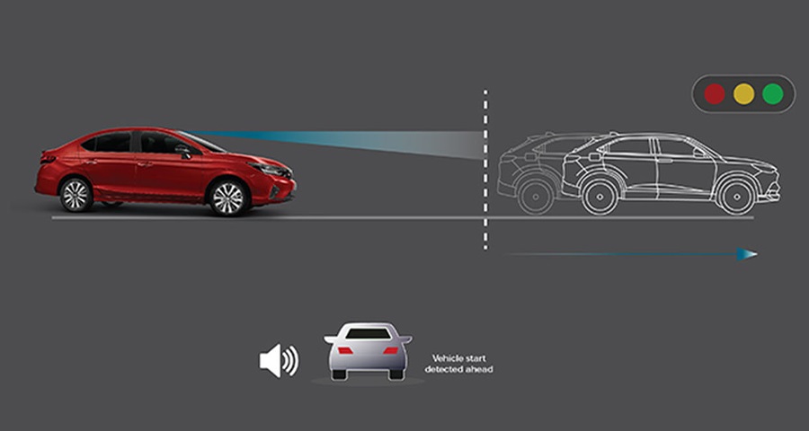 Cảnh báo xe phía trước khởi động Honda city rs 
